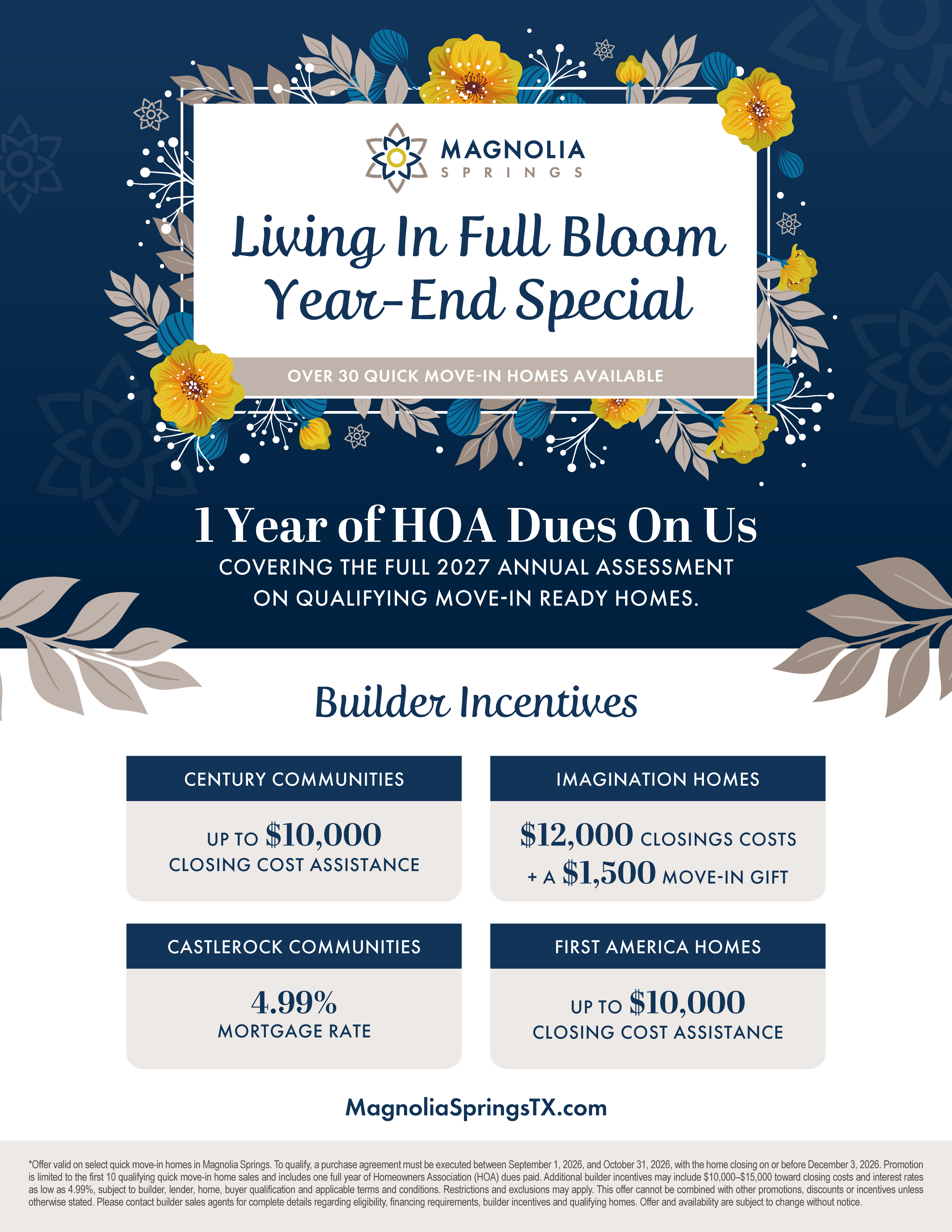 Magnolia Springs End of Year Promotion